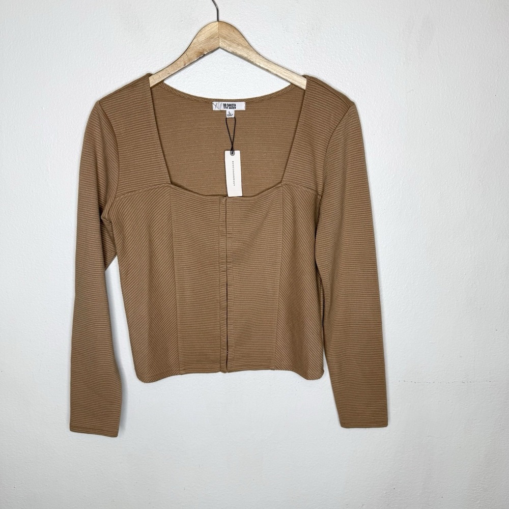Anthropologie BB Dakota Steve Madden Corset Seamed‎ Top Brown Womens Large